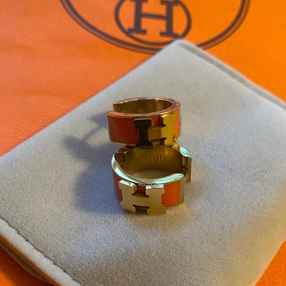 Hermés inspired Orange and Gold earrings.